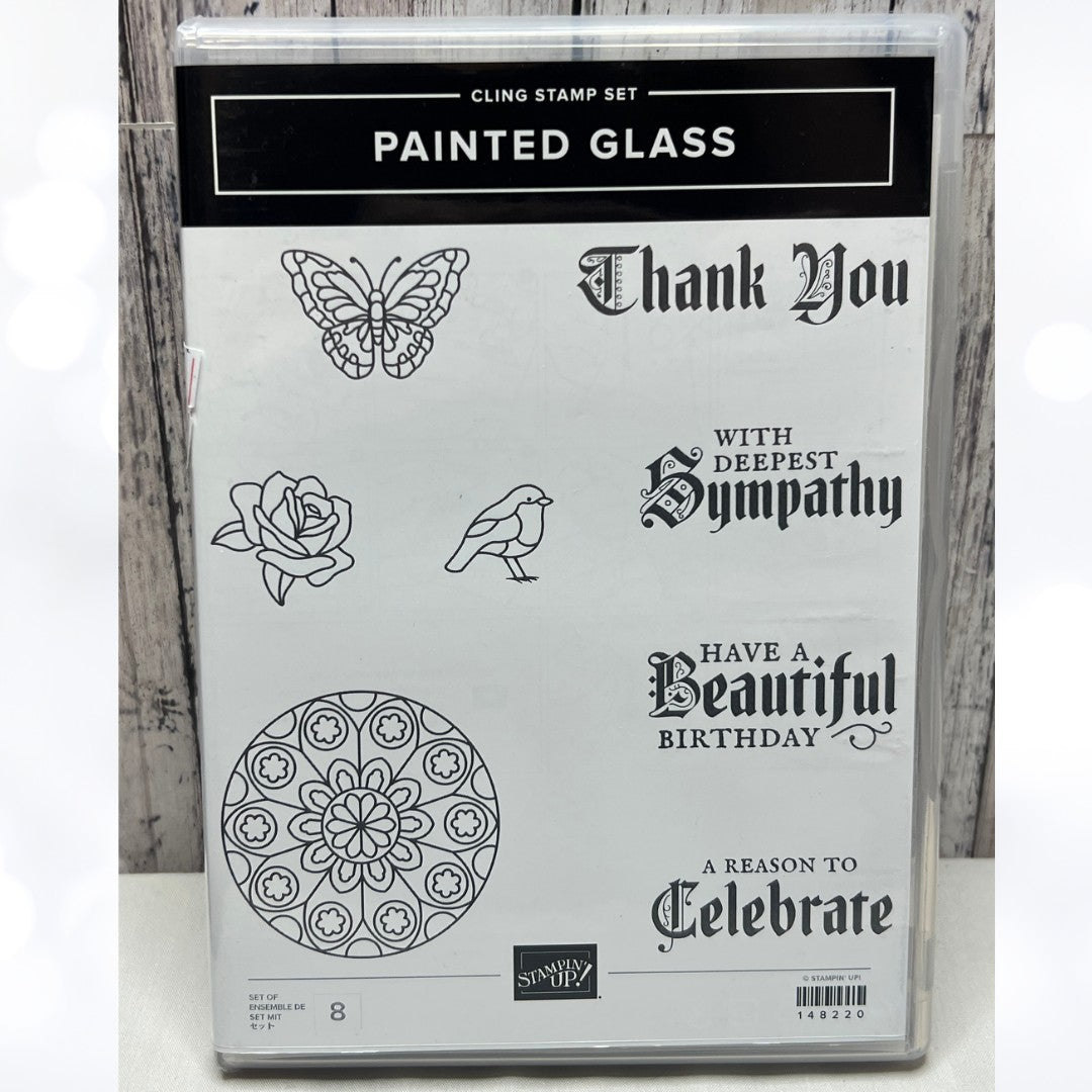 Stampin Up PAINTED GLASS Stained Glass Rubber Stamps