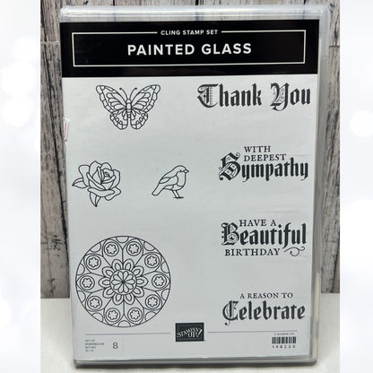 Stampin Up PAINTED GLASS Stained Glass Rubber Stamps