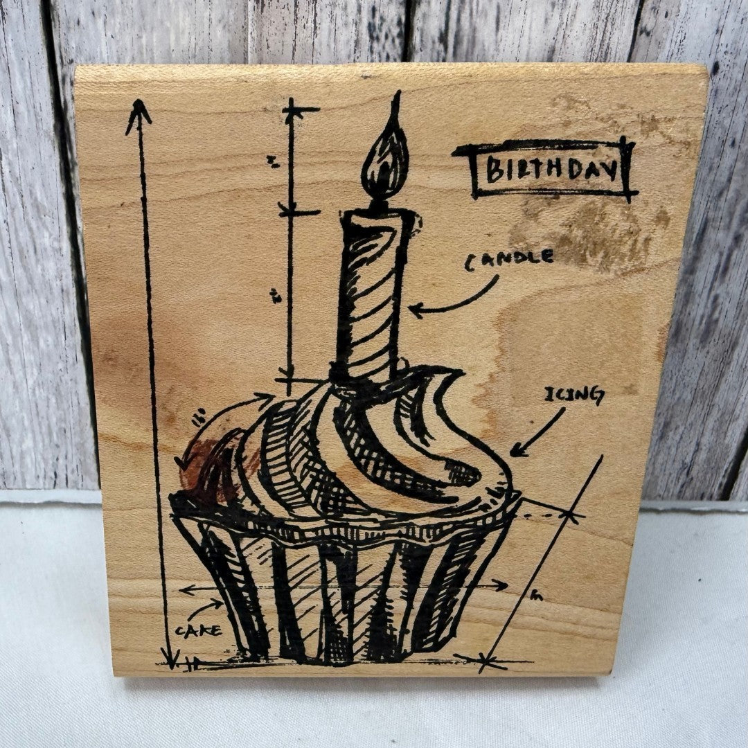 Tim Holtz CUPCAKE BLUEPRINT Stampers Anonymous Birthday Rubber Stamp