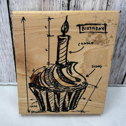 Tim Holtz CUPCAKE BLUEPRINT Stampers Anonymous Birthday Rubber Stamp