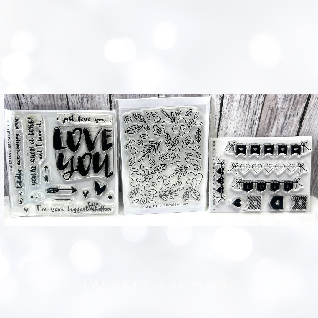 WPlus9 W Plus 9 VALENTINES DAY Love Sentiments Flowers Banners Rubber Stamps