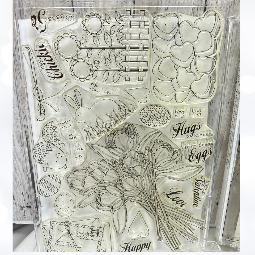 Papertrey Ink FRIENDSHIP JAR Spring Fillers Easter Valentine Rubber Stamps AS IS