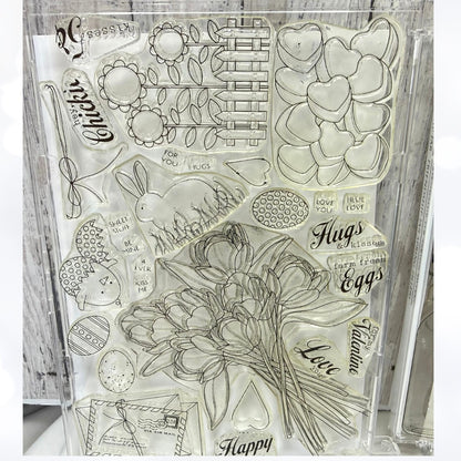 Papertrey Ink FRIENDSHIP JAR Spring Fillers Easter Valentine Rubber Stamps AS IS