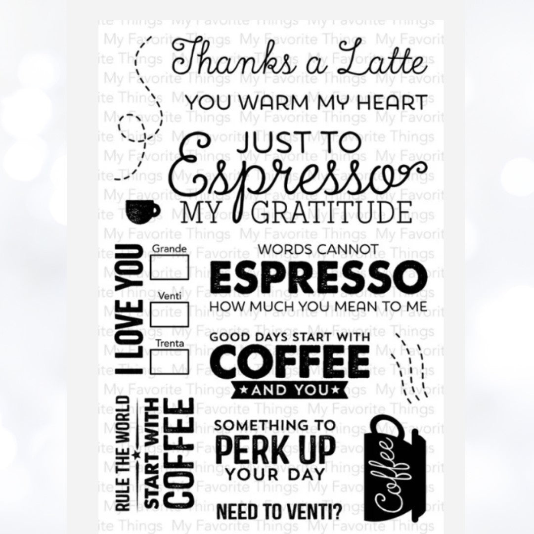 My Favorite Things Bo Bunny PERK UP Cup a Joe Coffee Latte Rubber Stamps