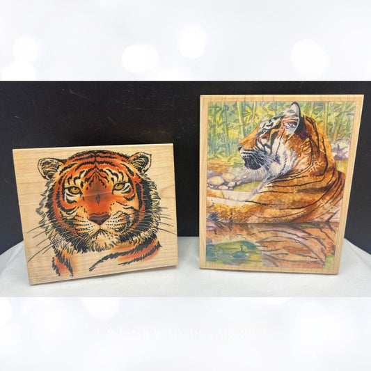 Embossing Arts Stamps Happen MAJESTIC TIGER Zoo Animals Rubber Stamps