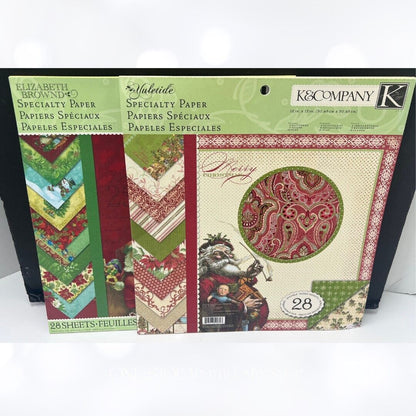 K & Company YULETIDE Christmas 12x12 Scrapbook Cardstock Paper Pads Lot of 2