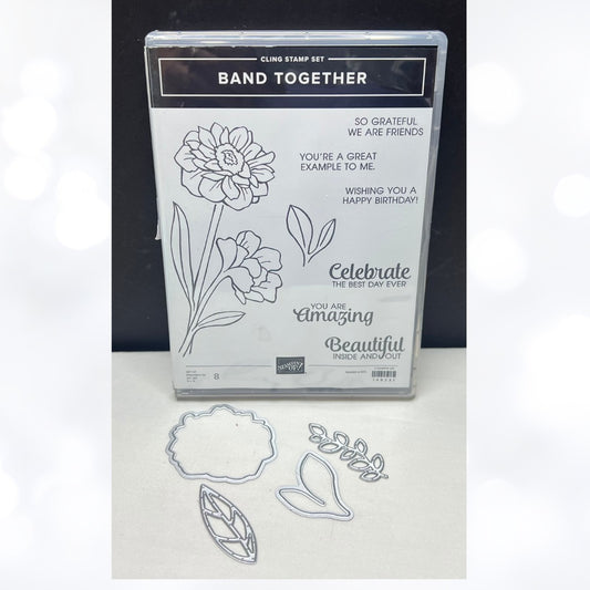 Stampin Up BAND TOGETHER Flowers Rubber Stamps Dies AS IS**