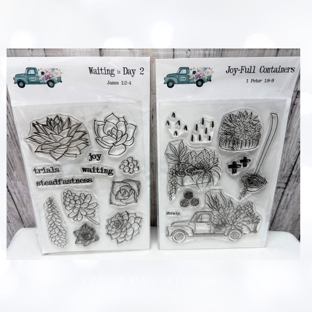 By the Well 4 God JOYFUL CONTAINER Succulents Bible Journaling Rubber Stamps