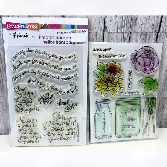 Stampendous BOUQUET FOR YOU Thoughtful Wishes Mason Jar Flowers Rubber Stamps