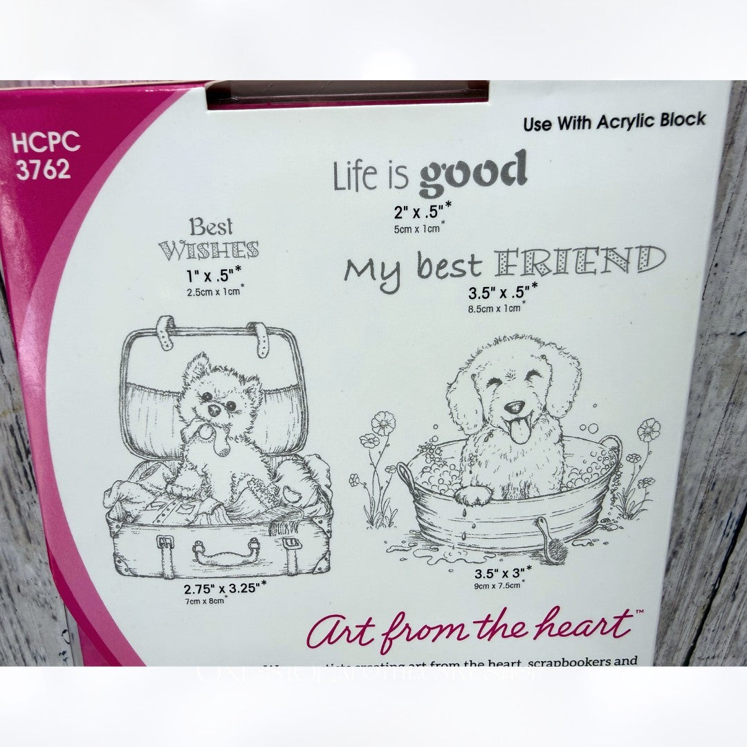 Heartfelt Creations PAMPERED POOCH Dogs Puppy Rubber Stamps