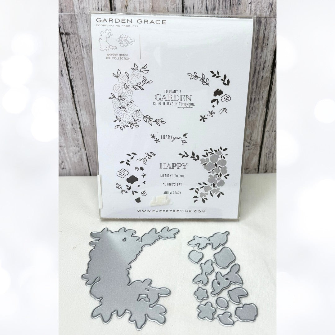 Papertrey Ink GARDEN GRACE Flowers Floral Rubber Stamps Dies