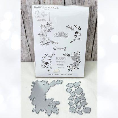Papertrey Ink GARDEN GRACE Flowers Floral Rubber Stamps Dies
