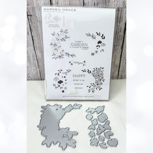 Papertrey Ink GARDEN GRACE Flowers Floral Rubber Stamps Dies