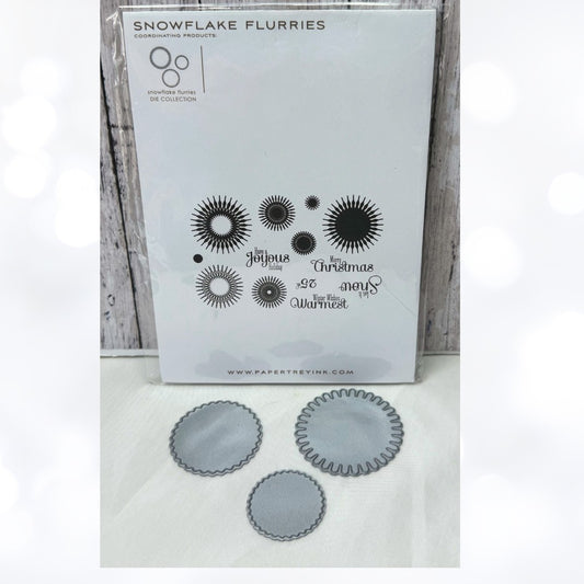 Papertrey Ink SNOWFLAKE FLURRIES Christmas Rubber Stamps Dies