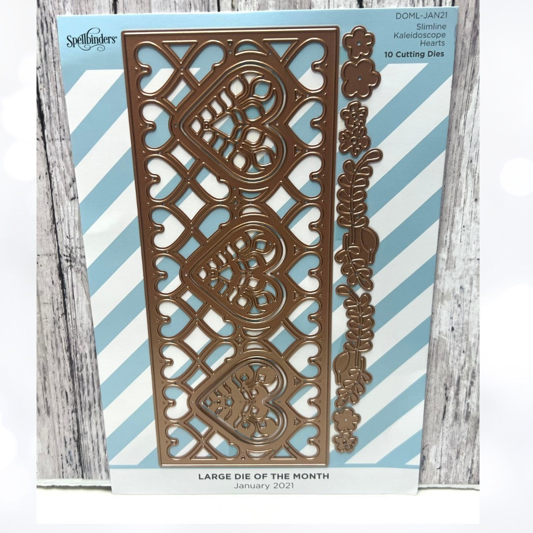 Spellbinders KALEIDOSCOPE HEARTS Slimline Large Dies of the Month Jan 2021