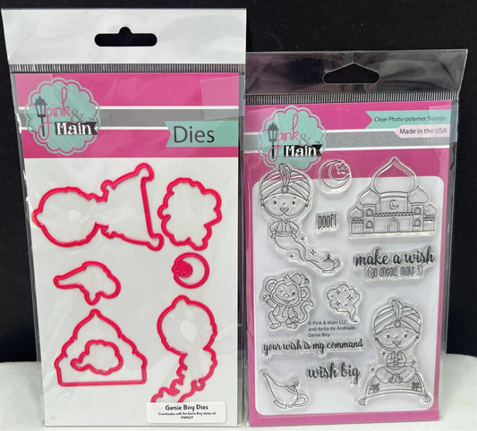 Pink & Main GENIE BOY Aladdin Disney Arabian Rubber Stamps Dies Set