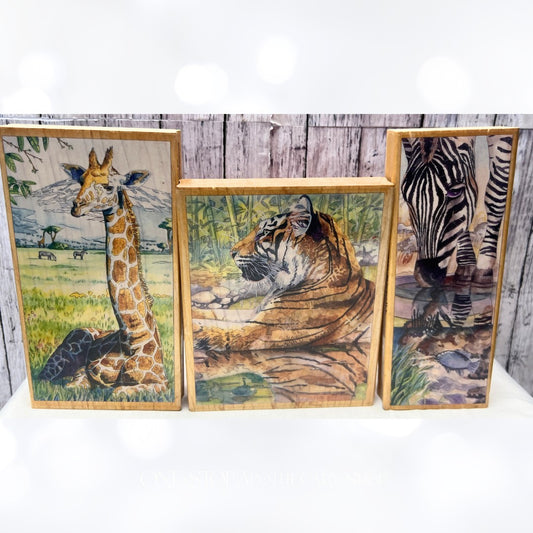 Stamps Happen ZEBRA Giraffe Tiger Zoo Animals Rubber Stamps Lot of 3