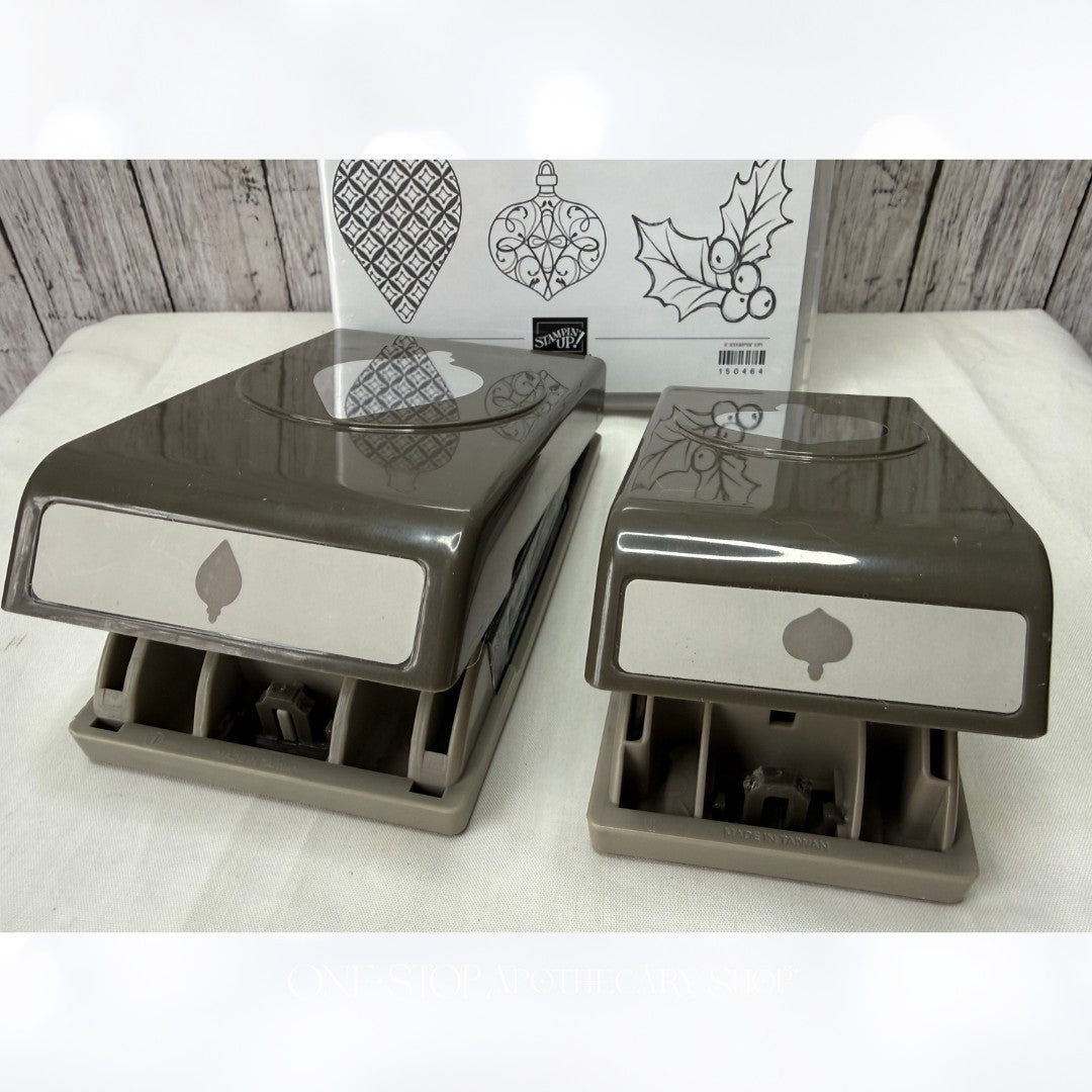 Stampin Up CHRISTMAS GLEAMING Ornaments Rubber Stamps Punches AS IS**