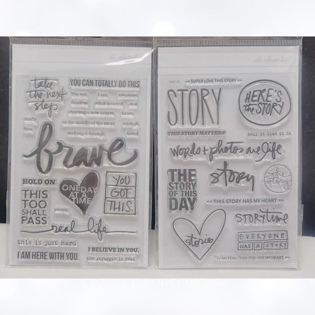 Ali Edwards STORY & BRAVE Encouragement Planner Journal Rubber Stamps Lot