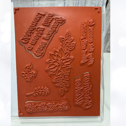 Stampin Up PEACEFUL POINSETTIAS Christmas Rubber Stamps Dies