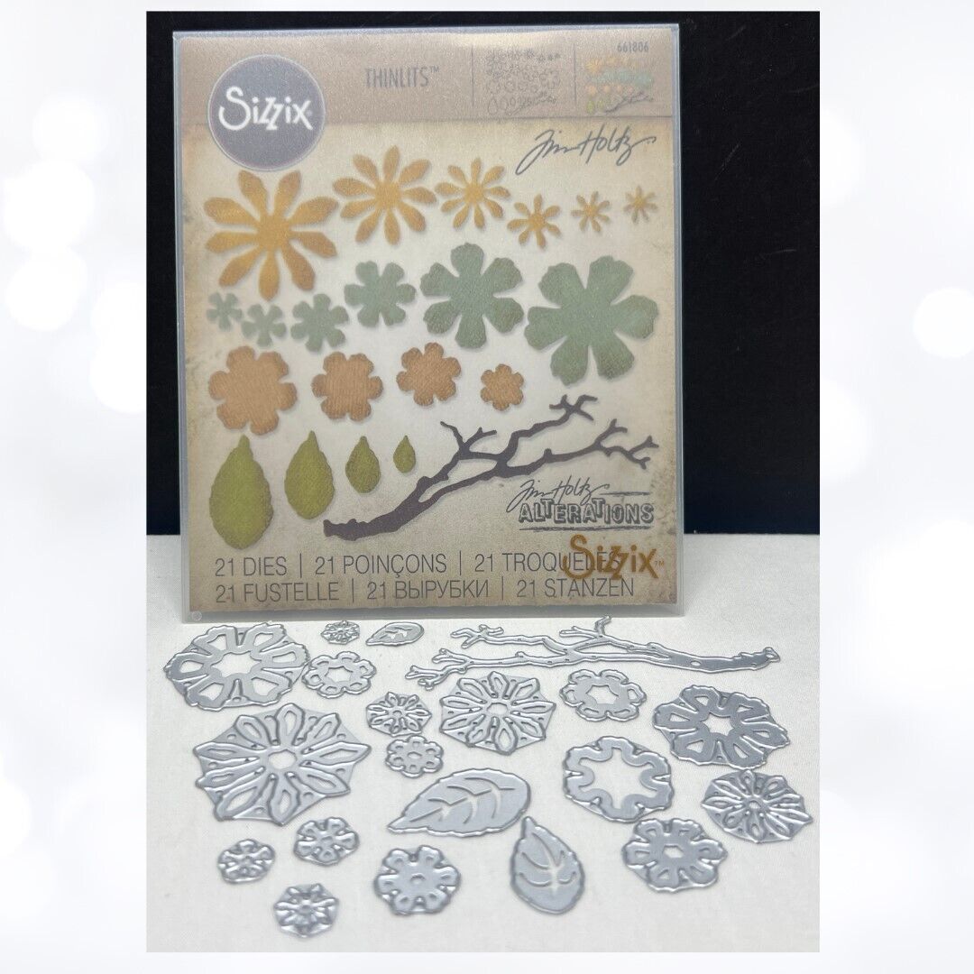 Tim Holtz Small TATTERED FLORALS Flowers Branch Alterations Thinits Dies AS IS**