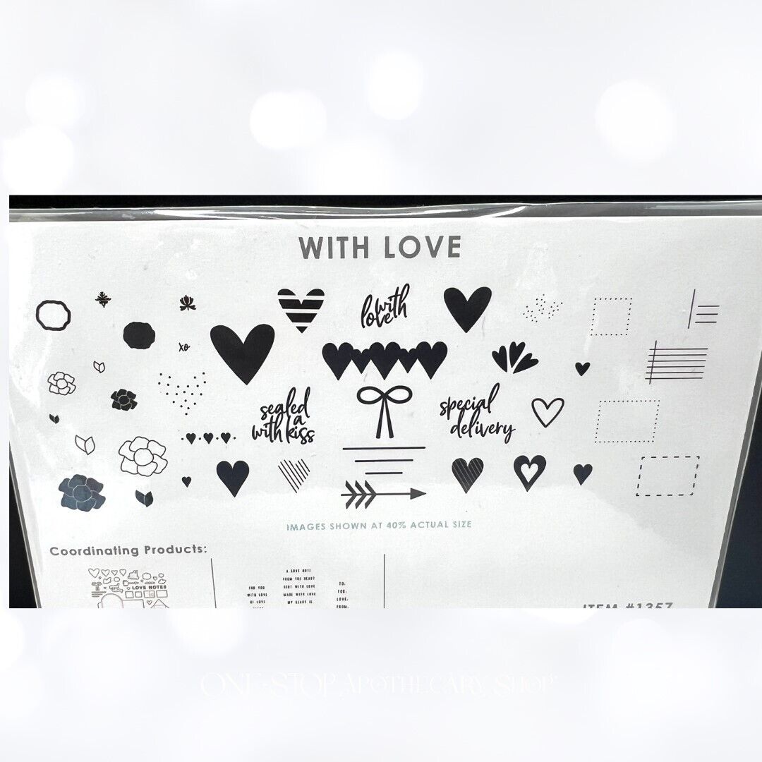 Papertrey Ink WITH LOVE Hearts Valentines Day Rubber Stamps