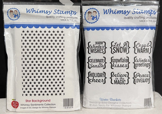 Whimsy Stamps WINTER BRACKETS Star Background Christmas Holiday Rubber Stamps