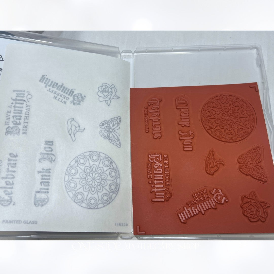 Stampin Up PAINTED GLASS Stained Glass Rubber Stamps