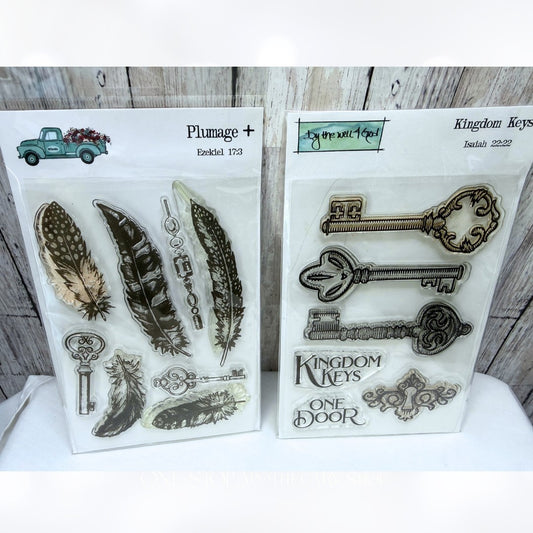 By the Well 4 KINGDOM KEYS Feathers Plumage Bible Journaling Rubber Stamps