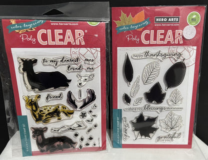 Hero Arts DEER Grateful Leaves Color Layering Fall Autumn Animals Rubber Stamps