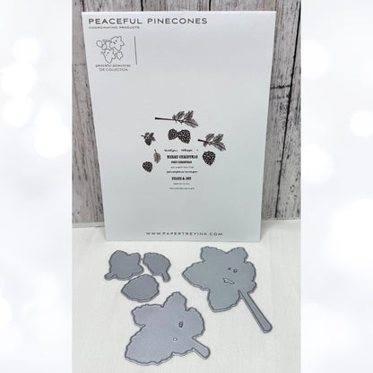 Papertrey Ink PEACEFUL PINECONES Christmas Rubber Stamps Dies
