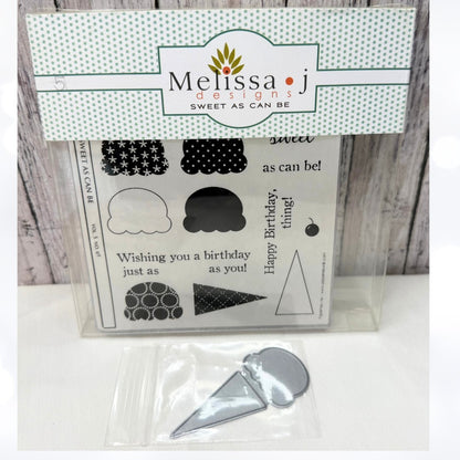 Papertrey Ink SWEET AS CAN BE Ice Cream Cone Rubber Stamps Dies