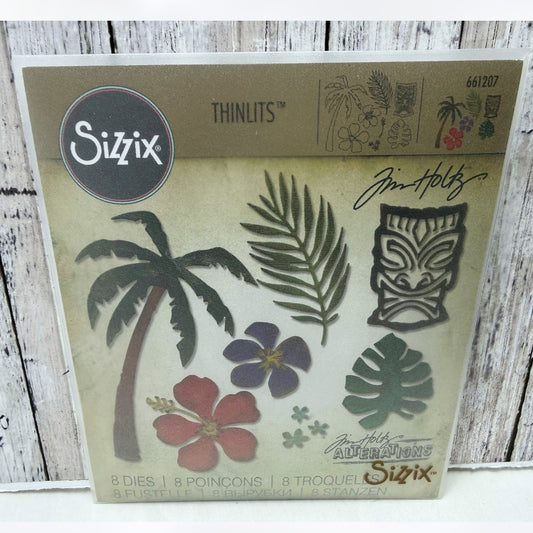 Tim Holtz TROPICAL Palm Tree Vacation Hibiscus 661207 Thinlits Dies Rare