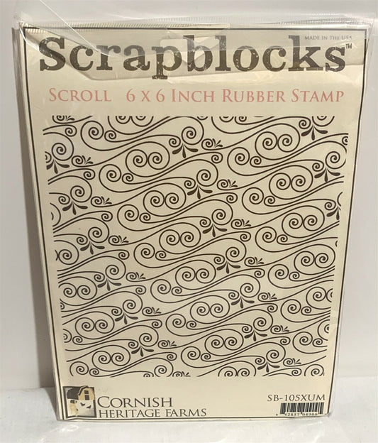 Cornish Heritage Farms SCROLL Scrapblocks Background Cling Rubber Stamp 6x6