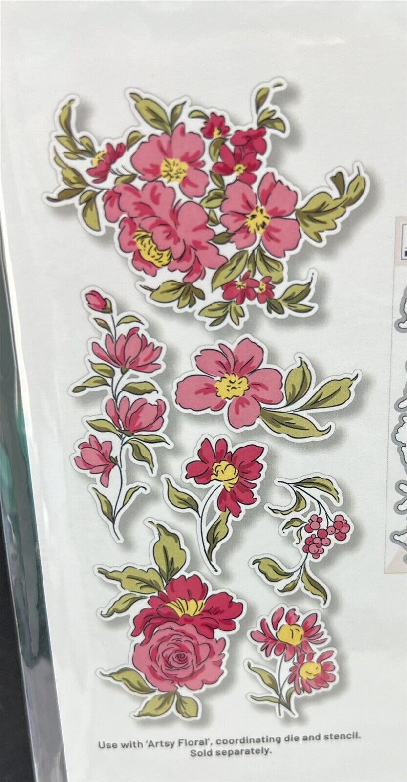 Pinkfresh Studio ARTSY FLORAL Flowers Rubber Stamps Set