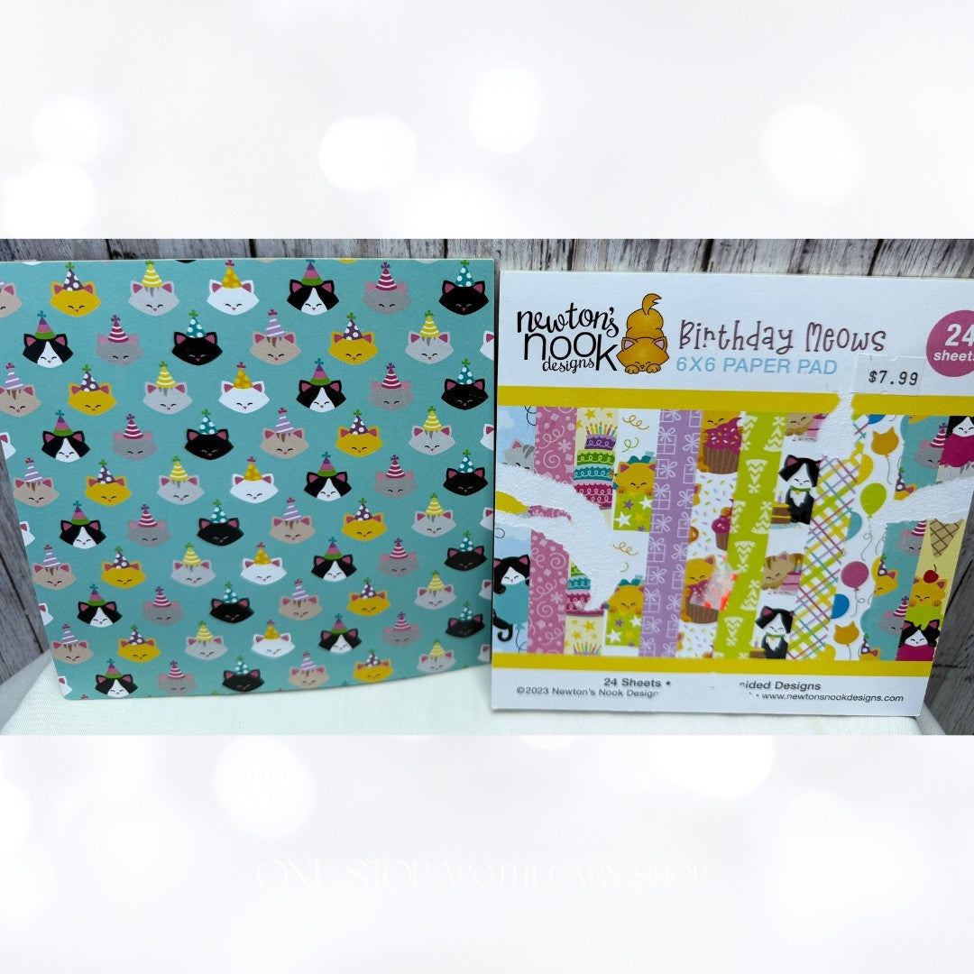 Newtons Nook DOG CAT Birthday 6x6 Paper Cardstock Packs Lot of 4