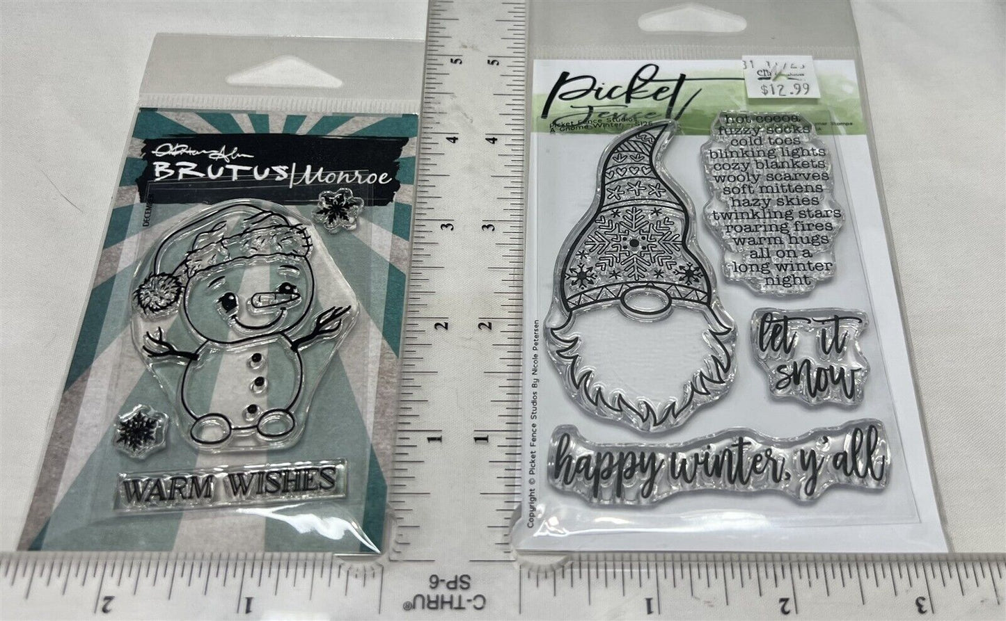 Picket Fence Brutus Monroe CHRISTMAS Gnomes Snowman Santa Rubber Stamps Lot