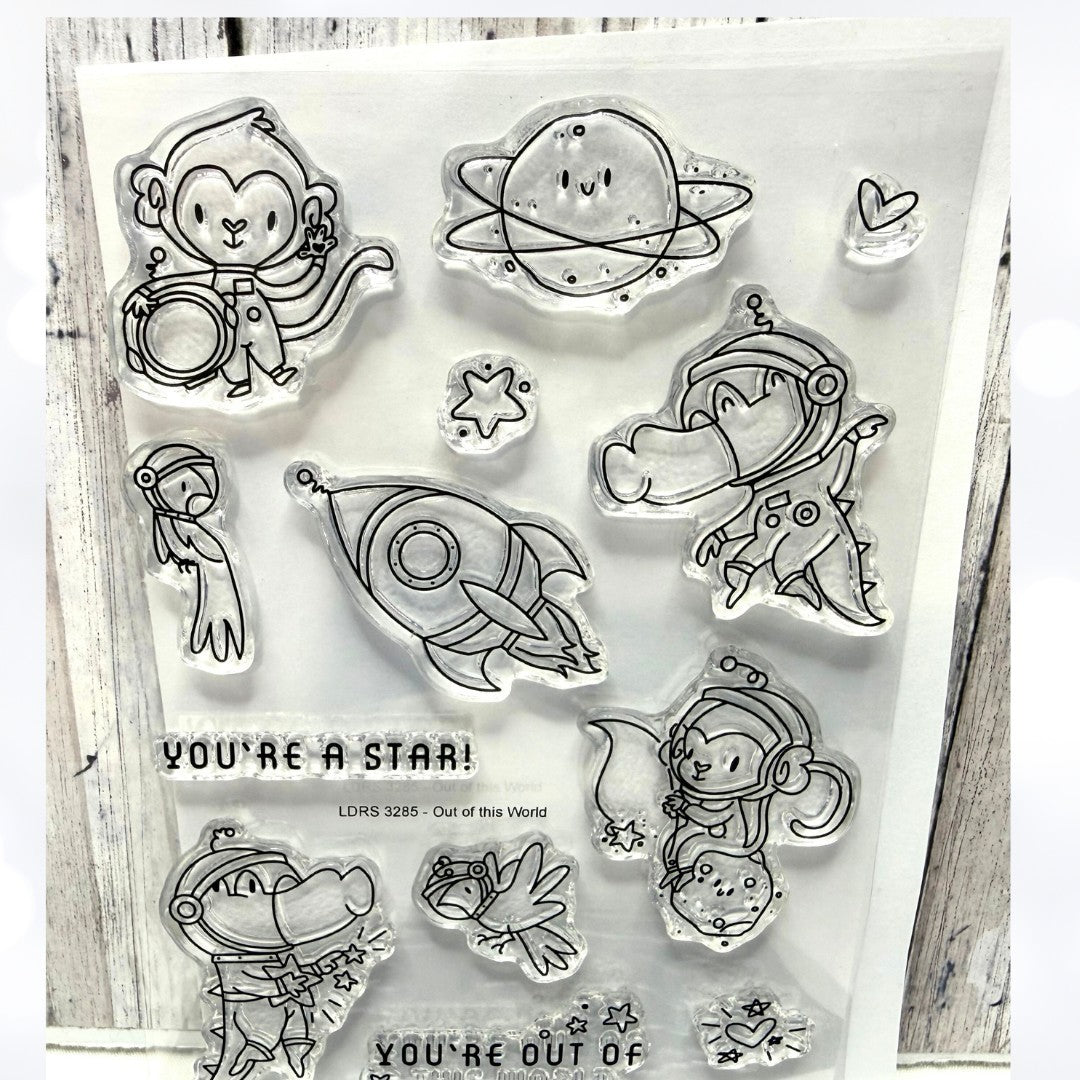 LDRS Designs OUT OF THIS WORLD Space Animals Rubber Stamps Dies