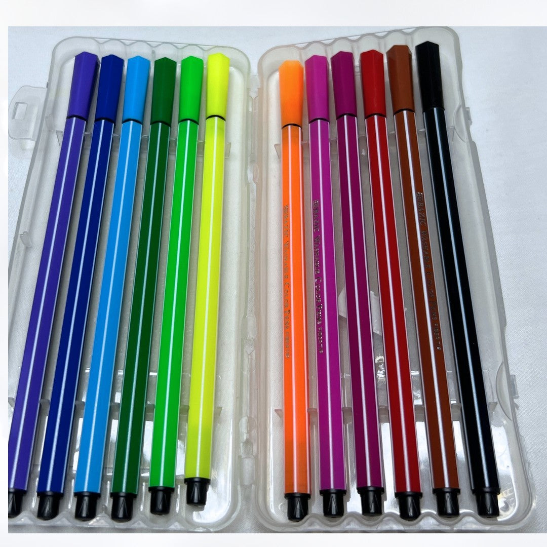 Bazic FIBER TIP Art Craft Pens Set of 12