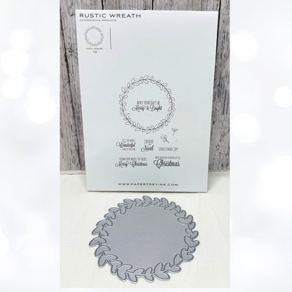Papertrey Ink RUSTIC WREATH Christmas Rubber Stamps Die