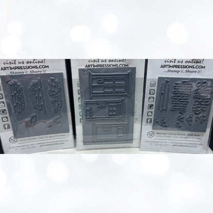 Art Impressions COBBLESTONE Wall Texture Door Watercolor Rubber Stamps Lot