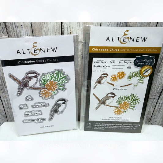 Altenew CHICKADEE CHIRPS Birds Christmas Betterpress Plates Dies