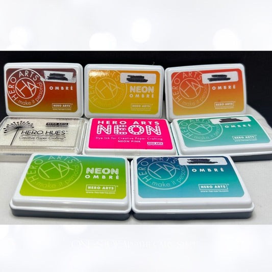 Hero Arts INK PADS Ombre Neon Dye Pigment Ink Stamp Pads Lot of 8