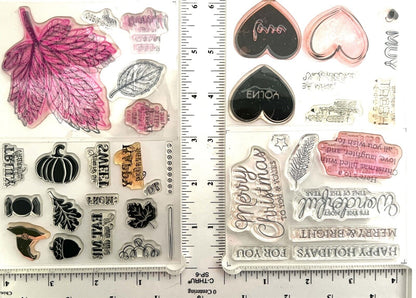 Stampin Up Paper Pumpkin Holidays Christmas Fall Autumn Rubber Stamps Lot of 4