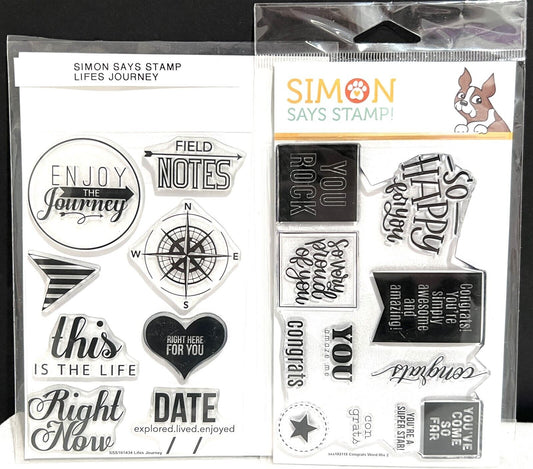 Simon Says Stamp LIFE'S JOURNEY Congrats Words Mix Sayings Rubber Stamps Lot