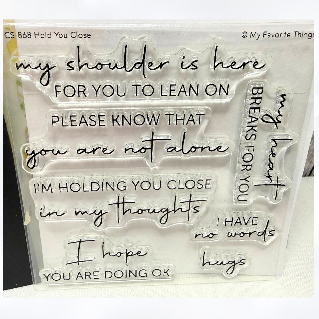 My Favorite Things HOLD YOU CLOSE Sentiments Rubber Stamps Dies Kit