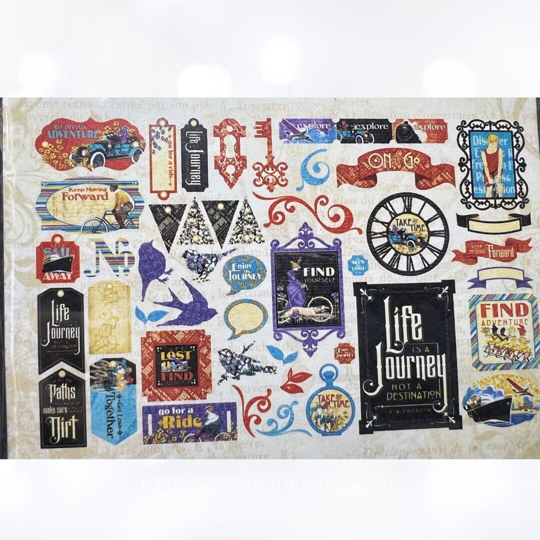 Graphic 45 LIFE'S A JOURNEY Travel Vintage 12x12 Cardstock Paper Kit Die Cuts
