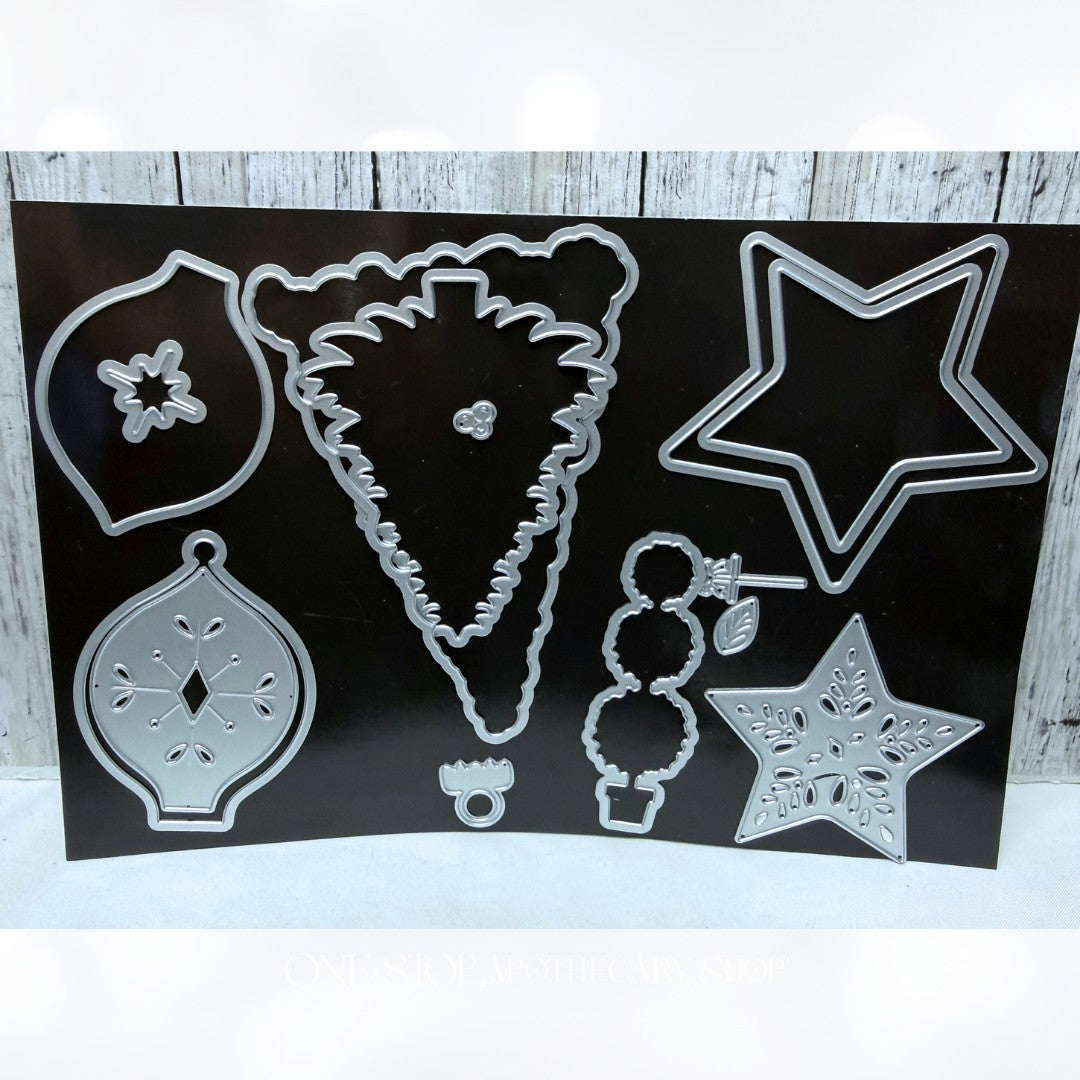 Scrapbook & Cards Today JOLLY HOLIDAY Christmas Tree Rubber Stamps Dies Card Kit