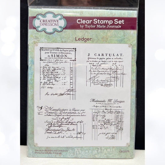 Creative Expressions LEDGER Vintage Journal Rubber Stamps