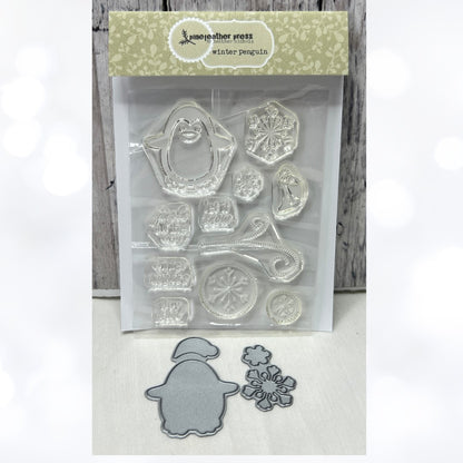 Papertrey Ink WINTER PENGUIN Christmas Rubber Stamps Dies